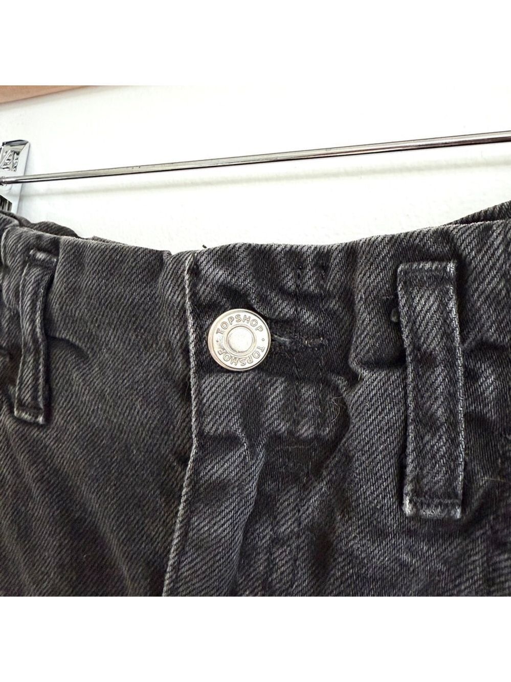 Topshop High Waisted Paperbag Black Denim Shorts Womens US 2 Cotton - Picture 3 of 10